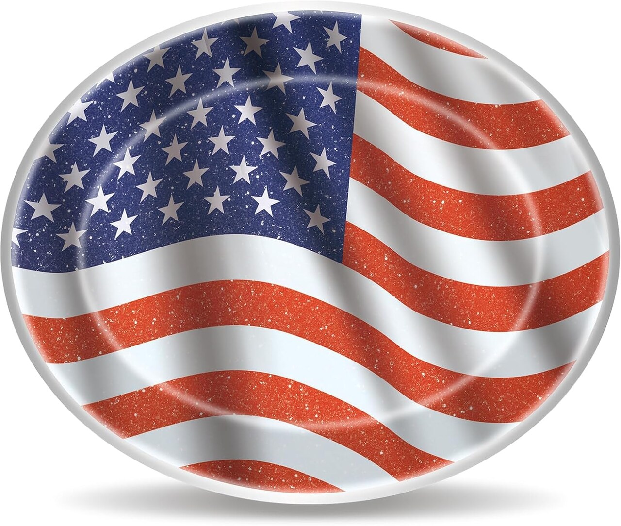 25pcs 4th of July Plates – 12"x10" Oval Paper Platters with American Flag Design (Independence)
